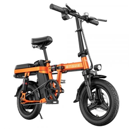 engwe t folding electric bicycle inch tire w brushless motor v ah battery km h max speed orange