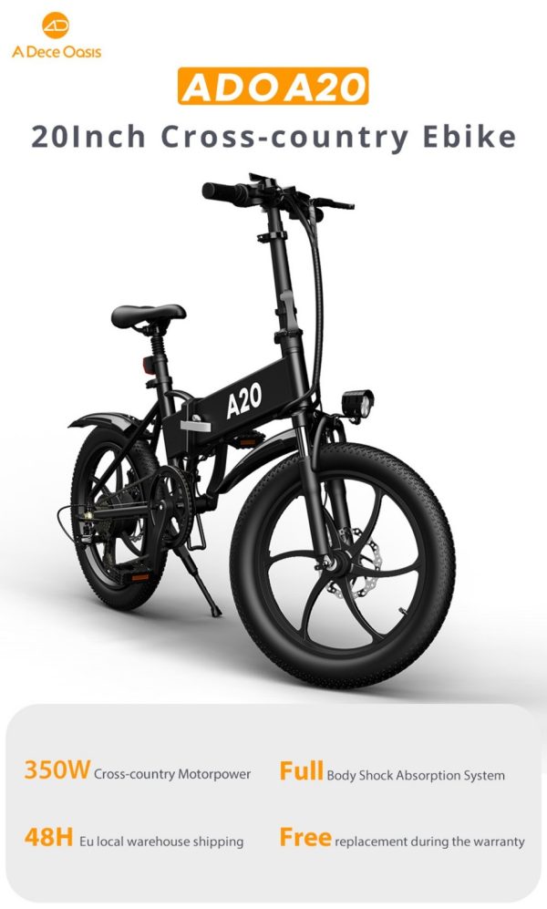 ADO A Electric Folding Bike City Bicycle Black