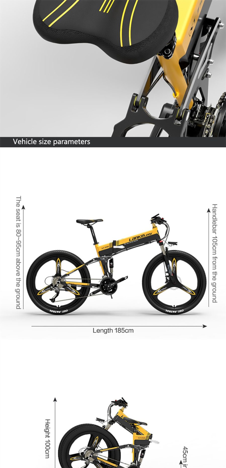LANKELEISI XT Sports Version Electric Bike Yellow