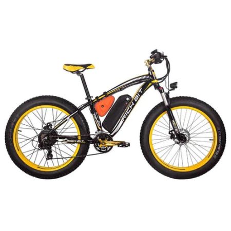 rich bit top electric mountain bike black yellow pogo cycles deb d c abb fe