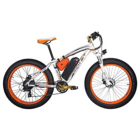 rich bit top electric mountain bike white orange pogo cycles fb ec b ce ebfcb